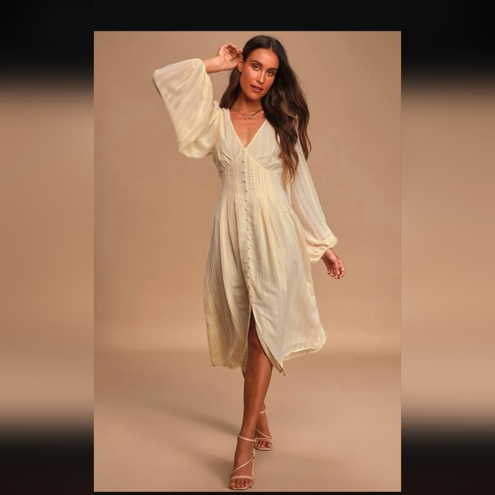 Lulu's long sleeve cream colored dress, S